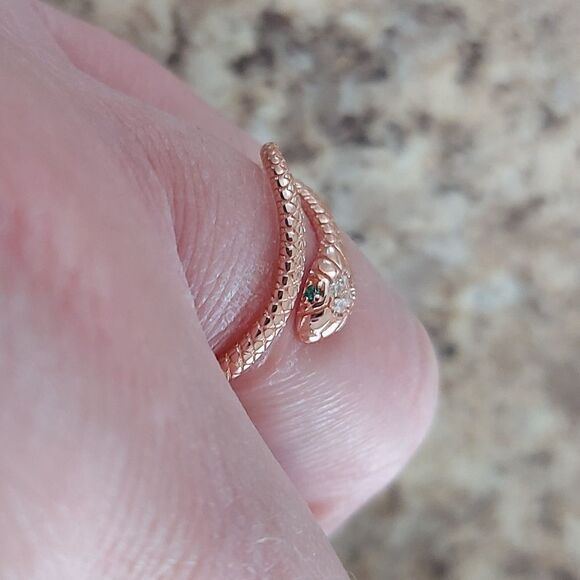 Rose Gold Plated Sterling Silver Snake Ring - Picture 7 of 10